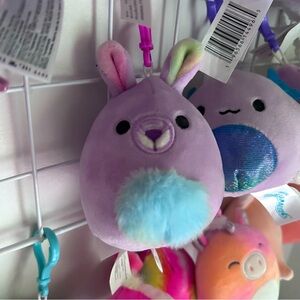 Kiki Kangaroo Squishmallows Keychain Clip Animal Purple Fluffy Rainbow